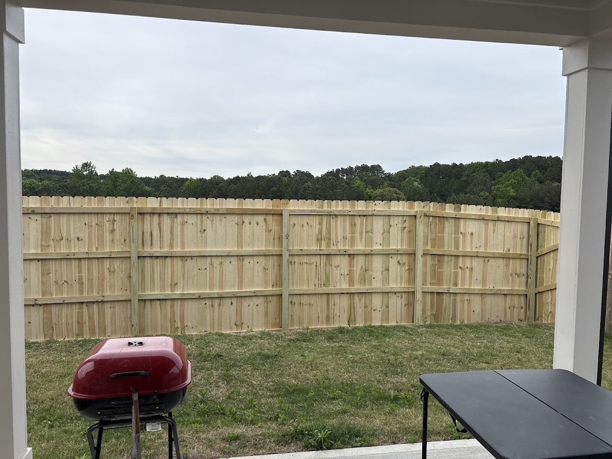 Wood privacy fence around a backyard