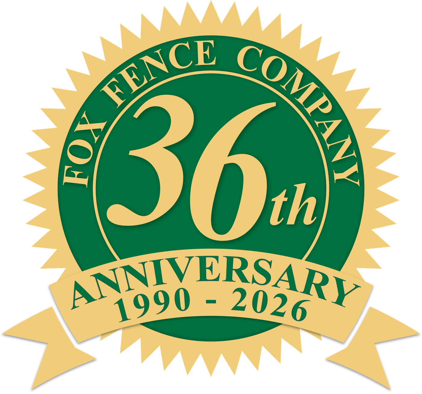 Fox Fence Company 36th anniversary seal